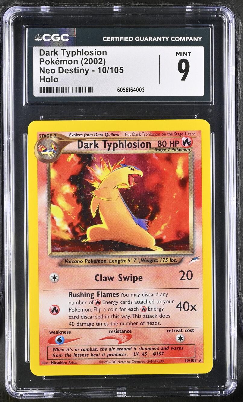 CGC 9 MINT Dark Typhlosion 10/105 Pokemon 2002 Neo Destiny Holo Rare Graded Card